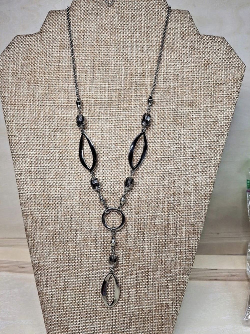 Lia Sophia Y-drop Silver Statement Necklace